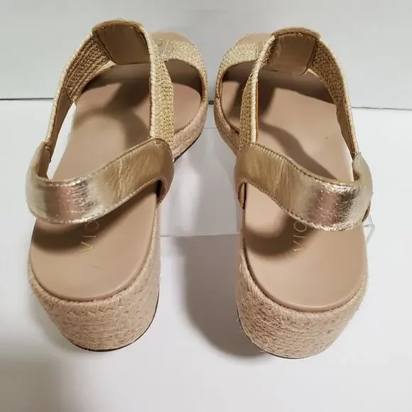 Vionic Calera Platform Sandals Womens 9 Gold Leather Espadrille Ankle Strap 2.5" - Picture 8 of 16